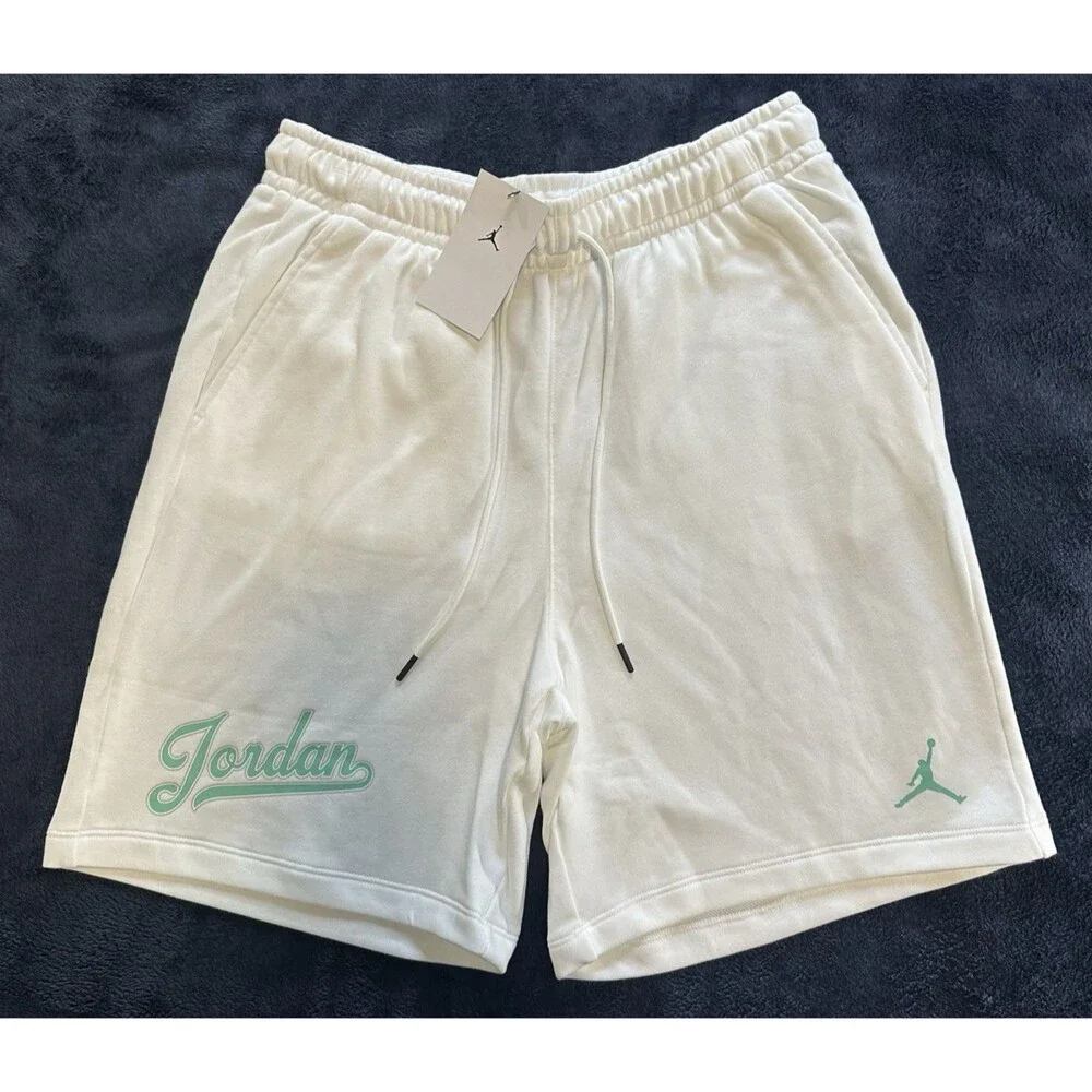 Nike Air Jordan Flight MVP Fleece Shorts White Turquoise FN4700-100 Men's M NWT